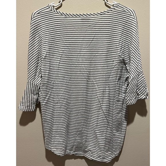 CABI Women’s Skipper Flutter Sleeve Tee Size Small - White/ Black Striped - Picture 2 of 6